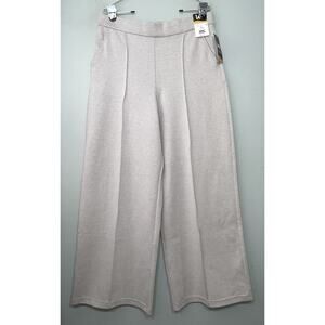 LEE Soft Knit Pants Size 14 Gray High Rise Wide Leg Pull On Lagenlook Comfort